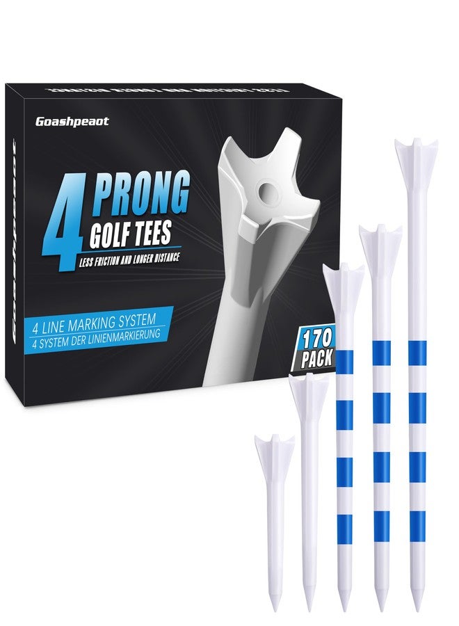 Goashpeaot 170 Pack Pro Performance Golf Tees – 4-Prong Head Reduces Side Spin | 5 Sizes Mixd Pack Golf Tees Plastic (4" / 3¼" / 2¾" / 2⅛" / 1½") for Max Distance & Control (White) - Image 1