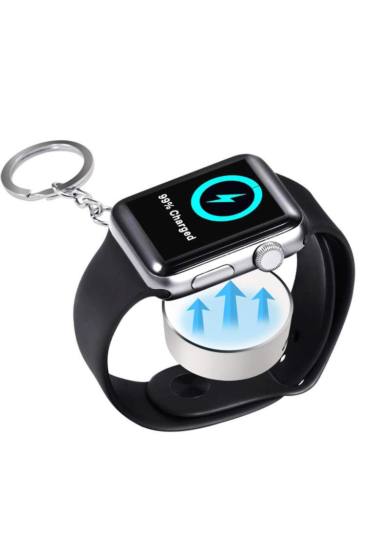 Captaintech Upgrade Watch Charger for iWatch Portable Wireless Charging Compitable with Apple Watch Series, Keychain Style White - Image 1