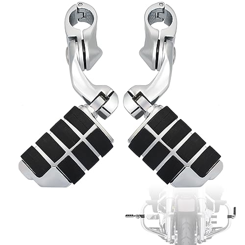 FOVPLUE 1.25" Highway Footpegs, Short Angled Adjustable Highway Pegs w/Mounts for Harley Touring Street Glide Electra Glide Road King Softail CVO Dyna Trike VRSC Sportster w/1-1/4" Engine Guard,#2 - Image 1