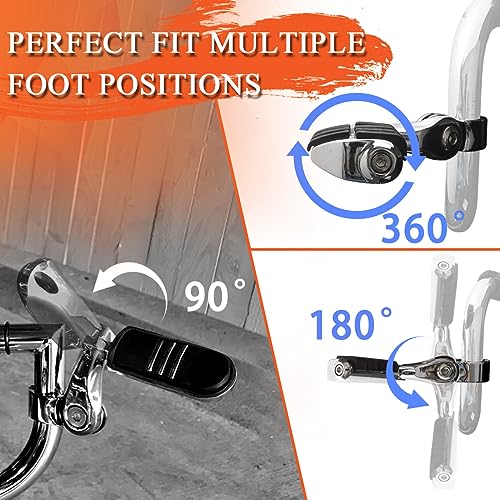 FOVPLUE 1.25" Highway Footpegs, Short Angled Adjustable Highway Pegs w/Mounts for Harley Touring Street Glide Electra Glide Road King Softail CVO Dyna Trike VRSC Sportster w/1-1/4" Engine Guard,#2 - Image 3
