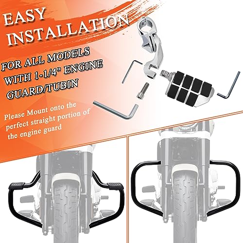 FOVPLUE 1.25" Highway Footpegs, Short Angled Adjustable Highway Pegs w/Mounts for Harley Touring Street Glide Electra Glide Road King Softail CVO Dyna Trike VRSC Sportster w/1-1/4" Engine Guard,#2 - Image 5