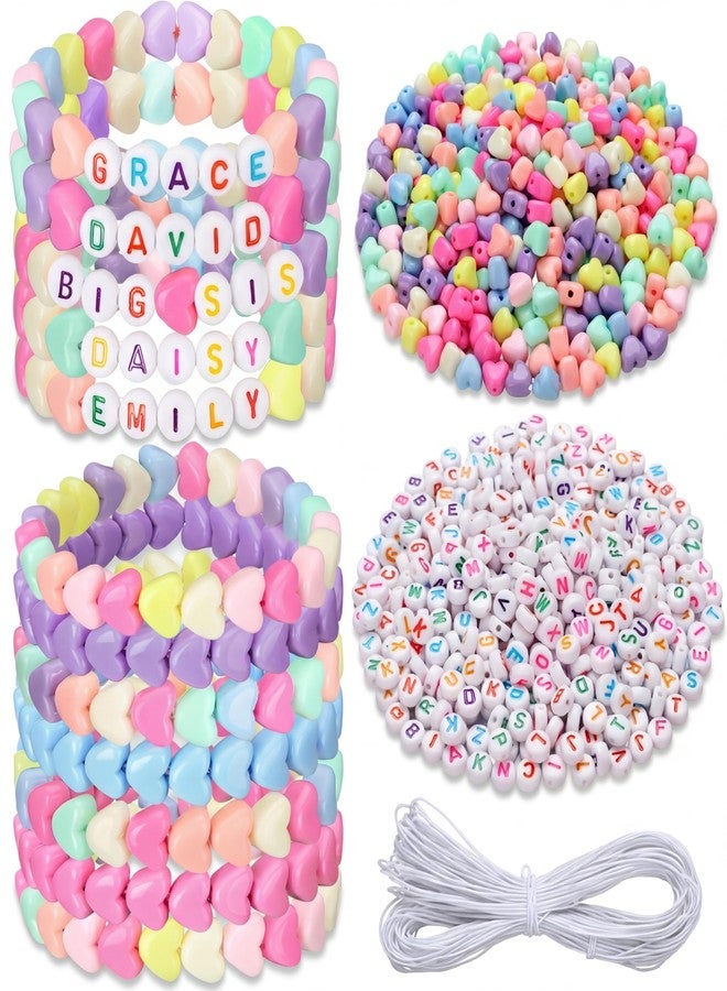 Highergo 1200 Pcs Valentine's Day Bracelets for Women Heart Pastel Bead Bracelet Set DIY Craft Kit Love Heart Stretch Valentine's Day Jewelry Accessories Outfits Festive Party Gifts Favors - Image 2