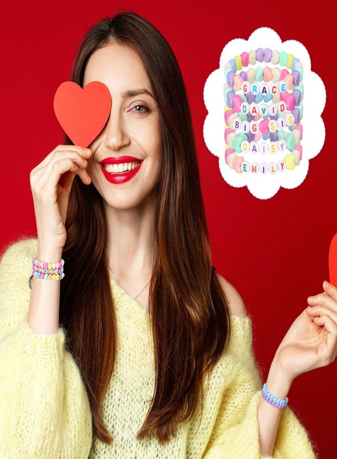 Highergo 1200 Pcs Valentine's Day Bracelets for Women Heart Pastel Bead Bracelet Set DIY Craft Kit Love Heart Stretch Valentine's Day Jewelry Accessories Outfits Festive Party Gifts Favors - Image 3