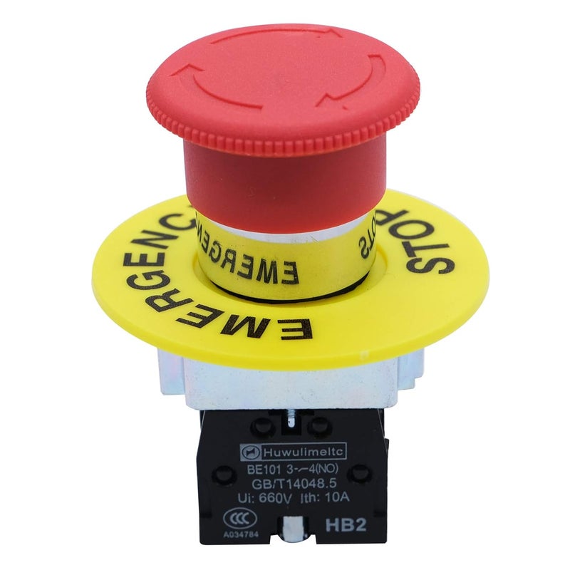 mxuteuk زر إيقاف الطوارئ 1NC 1NO 22mm باللون الأحمر فطر AC 660V 10A HB2-BS545 - Image 4