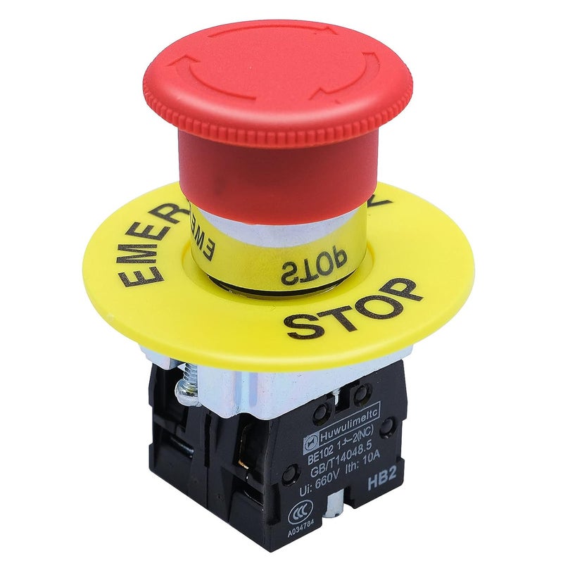 mxuteuk زر إيقاف الطوارئ 1NC 1NO 22mm باللون الأحمر فطر AC 660V 10A HB2-BS545 - Image 1