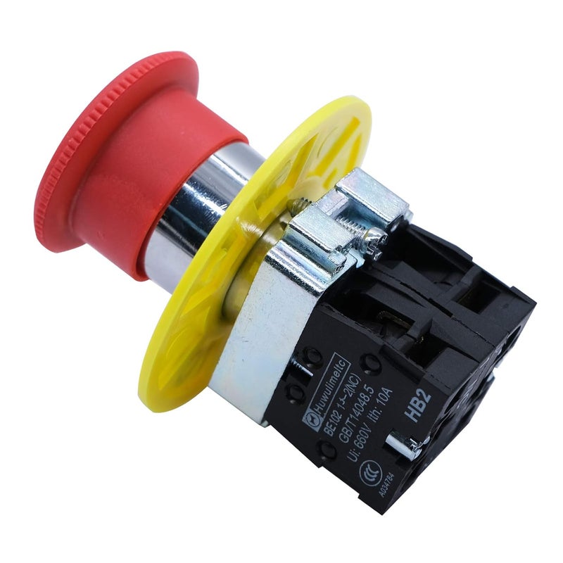 mxuteuk زر إيقاف الطوارئ 1NC 1NO 22mm باللون الأحمر فطر AC 660V 10A HB2-BS545 - Image 3