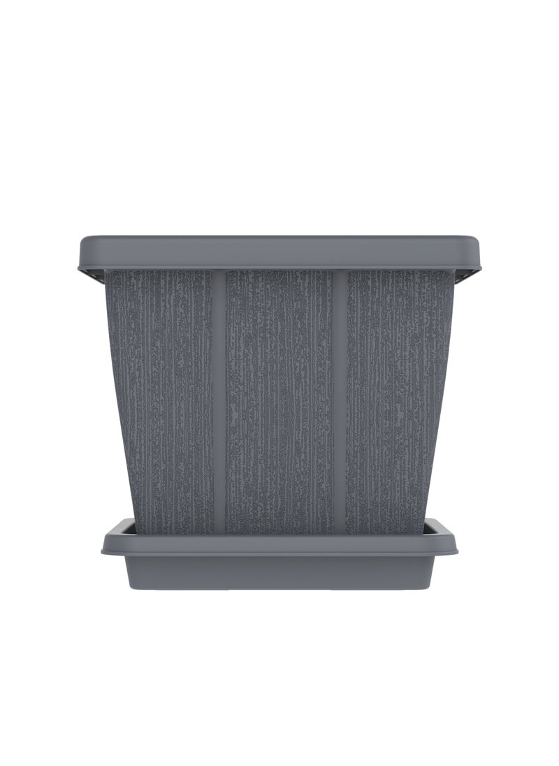 Cosmoplast - زرعة مربعة سعة 30 لتر من خشب الأرز مع صينية - Image 1