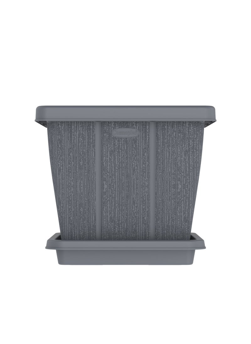 Cosmoplast - زرعة مربعة سعة 30 لتر من خشب الأرز مع صينية - Image 1