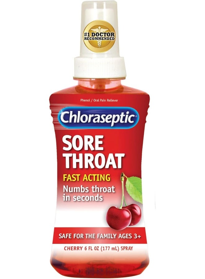 Chloraseptic بخاخ كلوراسيبتك لالتهاب الحلق، بنكهة الكرز، 6 أونصة سائلة - Image 1