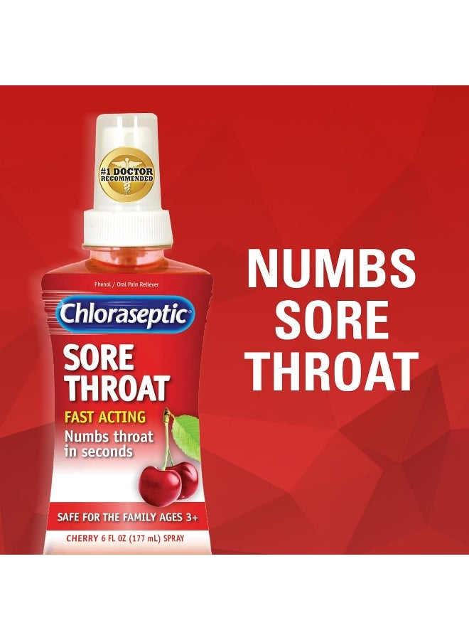 Chloraseptic بخاخ كلوراسيبتك لالتهاب الحلق، بنكهة الكرز، 6 أونصة سائلة - Image 2