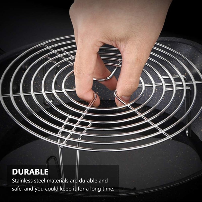 Kitchen Utensil Set 2pcs 304 Stainless Steel Steamer Rack Round Stove Holder Stand Cooling Rack Steamer Rack for Kitchen Steaming Cooking (20 * 7cm) Grill Accessories - Image 5
