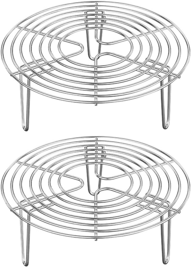 Kitchen Utensil Set 2pcs 304 Stainless Steel Steamer Rack Round Stove Holder Stand Cooling Rack Steamer Rack for Kitchen Steaming Cooking (20 * 7cm) Grill Accessories - Image 1