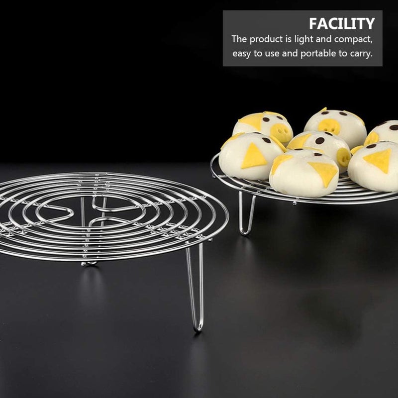 Kitchen Utensil Set 2pcs 304 Stainless Steel Steamer Rack Round Stove Holder Stand Cooling Rack Steamer Rack for Kitchen Steaming Cooking (20 * 7cm) Grill Accessories - Image 2