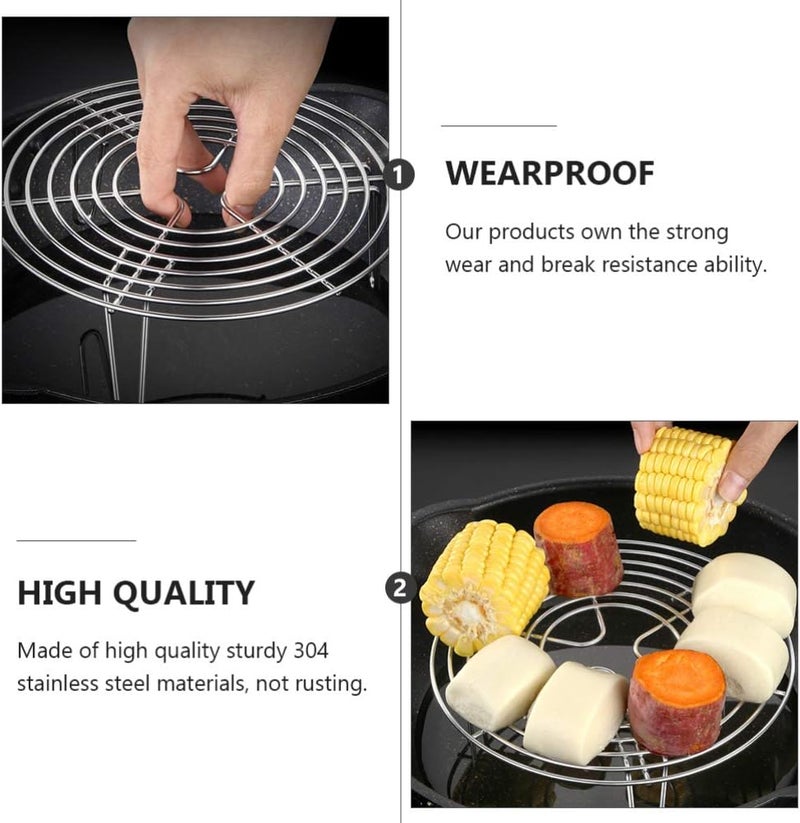 Kitchen Utensil Set 2pcs 304 Stainless Steel Steamer Rack Round Stove Holder Stand Cooling Rack Steamer Rack for Kitchen Steaming Cooking (20 * 7cm) Grill Accessories - Image 3