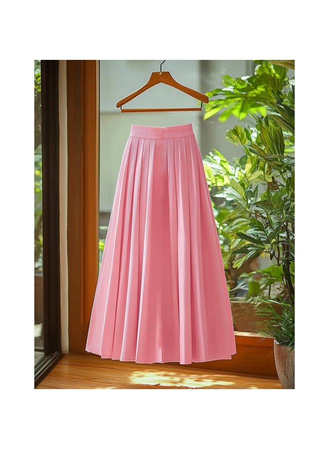dme Demnasummer Dopamine Sweet Design Pleated Hem Elegant A-line Swing Women's Skirt - Image 1