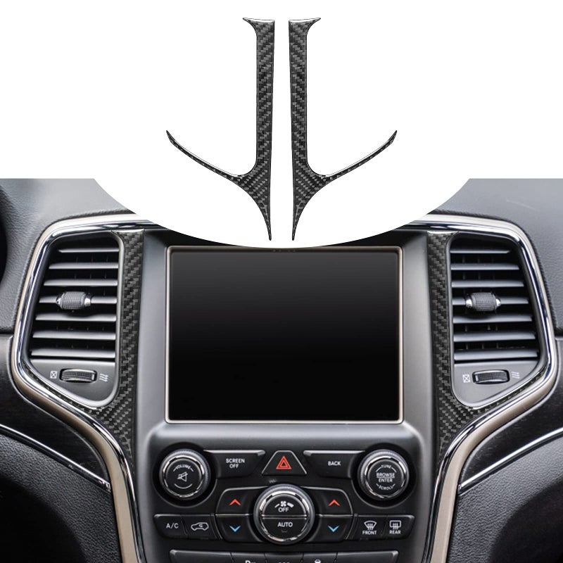 SUNBREATH Real Carbon Fiber Central Control Navigation Air Outlet Frame Panel Sticker Interior Decoration Compatible with 2021 2020 2019 2018 2017 2016 2015 2014 Jeep Grand Cherokee 2PCS Black