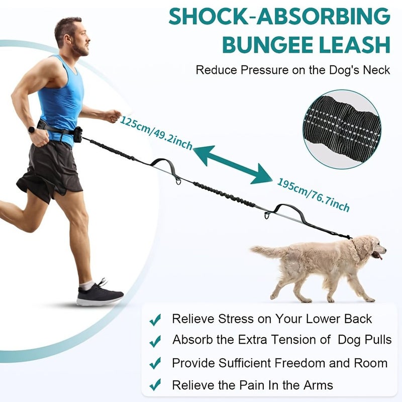 Mint Green Hands Free Dog Leash Waist Belt Retractable Reflective For Running Walking Hiking - Image 2