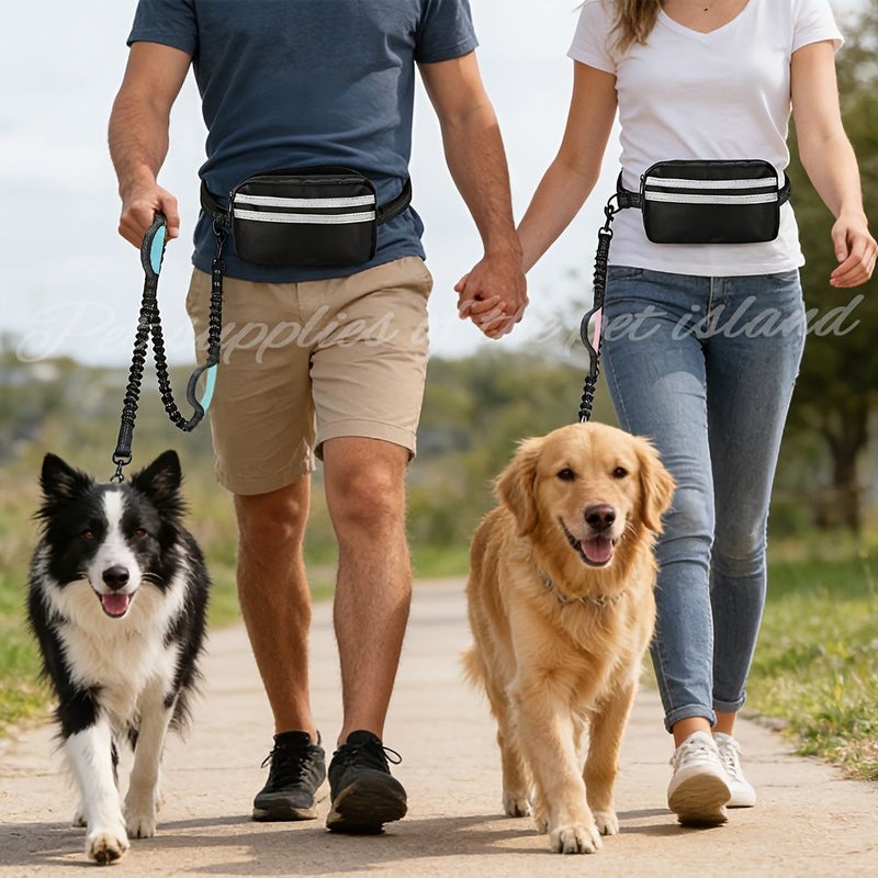 Mint Green Hands Free Dog Leash Waist Belt Retractable Reflective For Running Walking Hiking - Image 1