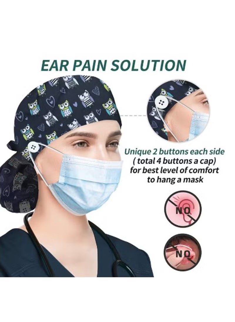 3 Pack Working Caps with Buttons and Sweatband Cotton Printed Bouffant Hats Adjustable Elastic Tie Back Hats for Women and Men Breathable Scrub Cap - pzsku/Z8910C894072584336091Z/45/_/1731048949/5146bb15-6927-4875-a739-00a847355d25