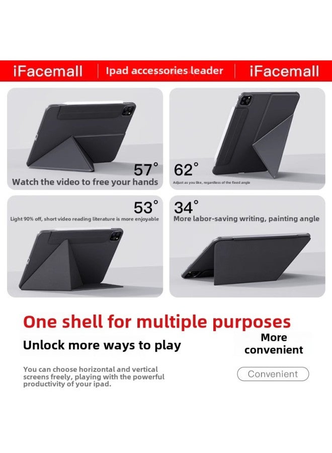 Suitable For IPad Case With Pen Slot Bracket Double-sided Clip Protective Cover IPadPro13 Inch Flat 10 Thin And Light-Color:Gray-Applicable Models:13inch (ipad Pro 2024) - Image 5