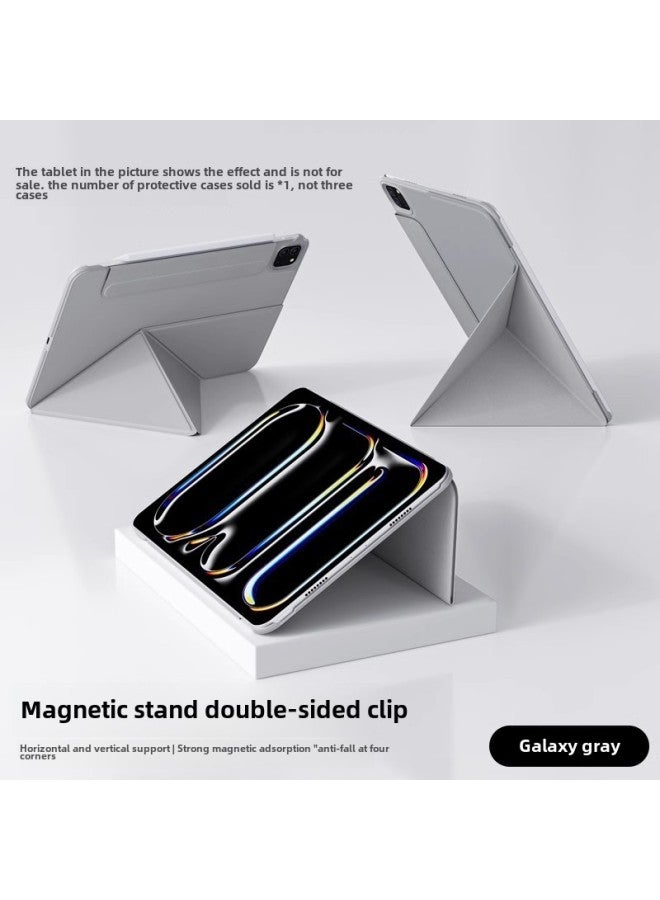 Suitable For IPad Case With Pen Slot Bracket Double-sided Clip Protective Cover IPadPro13 Inch Flat 10 Thin And Light-Color:Gray-Applicable Models:13inch (ipad Pro 2024) - Image 1