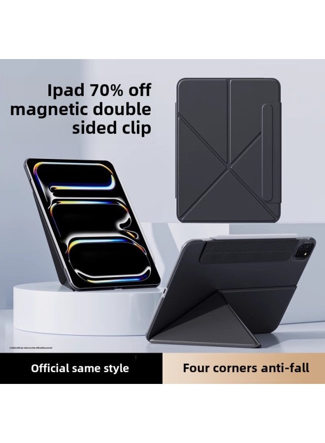 Suitable For IPad Case With Pen Slot Bracket Double-sided Clip Protective Cover IPadPro13 Inch Flat 10 Thin And Light-Color:Gray-Applicable Models:13inch (ipad Pro 2024) - Image 2