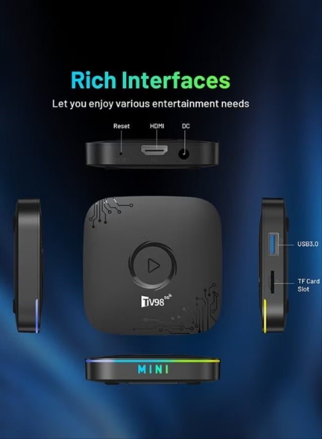 تلفزيون جهاز تلفزيون ذكي بدقة 8K يعمل بنظام أندرويد 14، مع معالج رباعي النواة ARM Cortex A53، مزود بتقنية Wi-Fi 6 بترددات 2.4 جيجاهرتز و5 جيجاهرتز، وأجهزة استقبال عن بُعد مزودة بمصباح مضيء يتنفس - Image 2