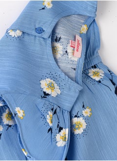 Jelliene Girls' Blue Floral Button-Down Playsuit  - Image 4