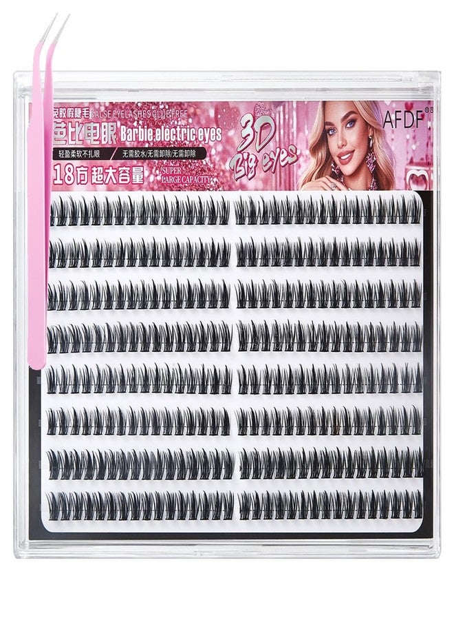 LASGOOS Self Adhesive False Eyelashes Clusters Press On 256Cluster Bulk Pallet LASGOOS Pre-Glued 14mm Long Thick 5D Lashes Eyelash Extensions Drama Comic Anime Longlasting No Glue Needed Natural With Tweezer - Image 1