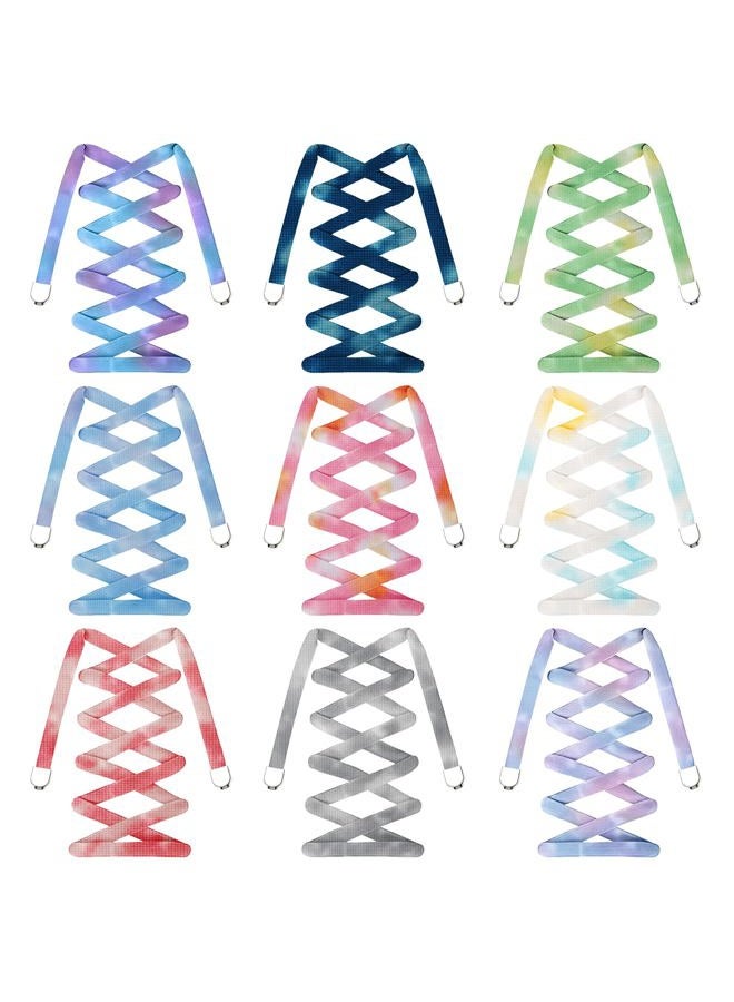 Funnysoft 9 Pairs Tie Dye Shoelaces for Sneakers Elastic No Tie Shoe Laces Gradient Colors Magnetic Shoe Laces for Sports Shoes Boots Sneakers Skates No Screw One Size Fits All - Image 1
