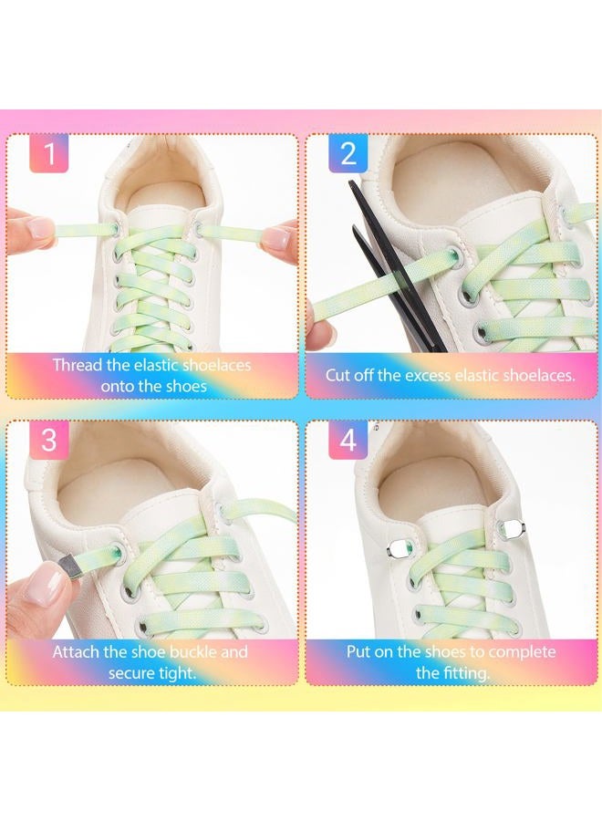 Funnysoft 9 Pairs Tie Dye Shoelaces for Sneakers Elastic No Tie Shoe Laces Gradient Colors Magnetic Shoe Laces for Sports Shoes Boots Sneakers Skates No Screw One Size Fits All - Image 4