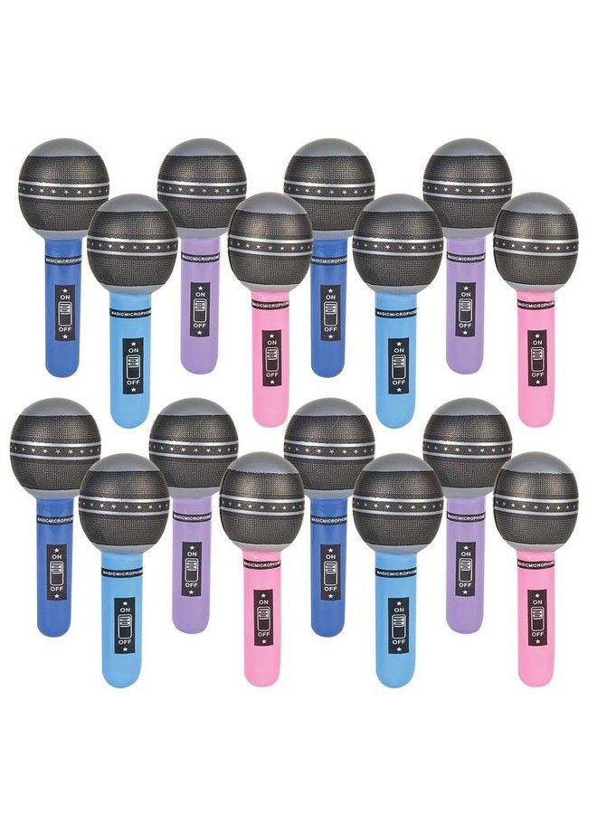 ArtCreativity Inflatable Microphones 24 Piece Set Pretend Play Microphone Inflates Durable Water Pool Toys In Assorted Colors Fun Birthday Party Favors For Kids - Image 1