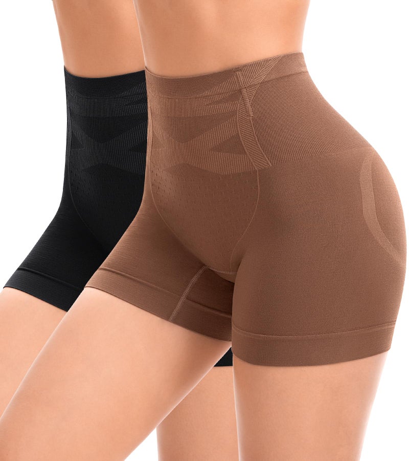 OPIBOO Seamless Shaping Boyshorts Panties Slip Shorts for Under Dresses High Waisted Tummy Control Underwear Shapewear for Women 2 Pack M - Image 1