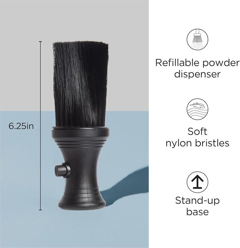 Diane Neck Duster with Powder Dispenser Barber and Salon Brush to Remove Loose Hair from Neckline and Ears, Soft Nylon Bristles, Stand Up Base, 6.25” - Image 1