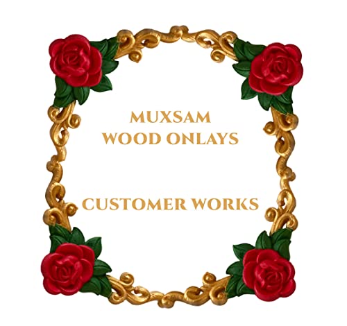 MUXSAM 4Pcs Wood Appliques & Onlays for Furniture, 3.15" x 3.15"(8x8cm), Handmade Carved Unpainted Corner Decoration for Home Wall Door Bed Cabinet Cupboard Funiture Door Cabinet Retro Rose Pattern - Image 5