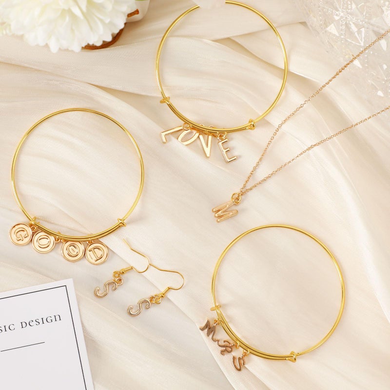 SANNIX Letter Charms, 156Pcs/6 Sets Alphabet ABC Letter Charms 3 Styles Capital A-Z Charms DIY Bracelet Necklace Pendants with 200Pcs Open Jump Rings for Jewelry Making, KC Gold - Image 3