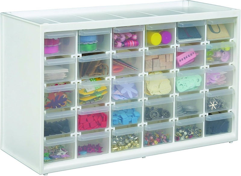 ArtBin 6830PC Store-In-Drawer Cabinets - Wall Mountable Storage Cabinet with 30 Drawers, Art & Craft Organizer, Clear/White - Image 5