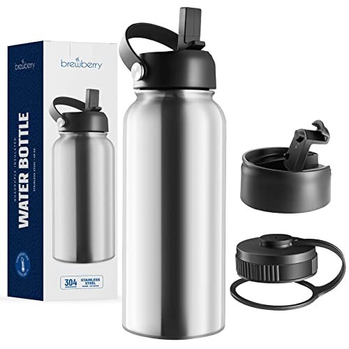 Brewberry Stainless Steel Insulated Water Bottle and Travel Mug for Hot and Cold Beverages, Wide Mouth, Double Wall Insulated Hydration Sports Water Bottle for Hiking, Biking, Outdoor, 40 OZ BPA Free - Image 1