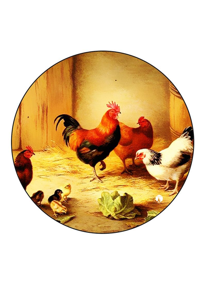 RKN Chickens Printed Mouse Pad Round  Multicolour