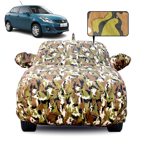 Slamio 100% Waterproof Car Body Cover for Maruti Suzuki Dzire 2017-2026 Models, with Mirror & Antenna Pocket, All Weather Protection, UV Resistant & Dust Proof, Triple Stitch, Jungle Print - Image 1