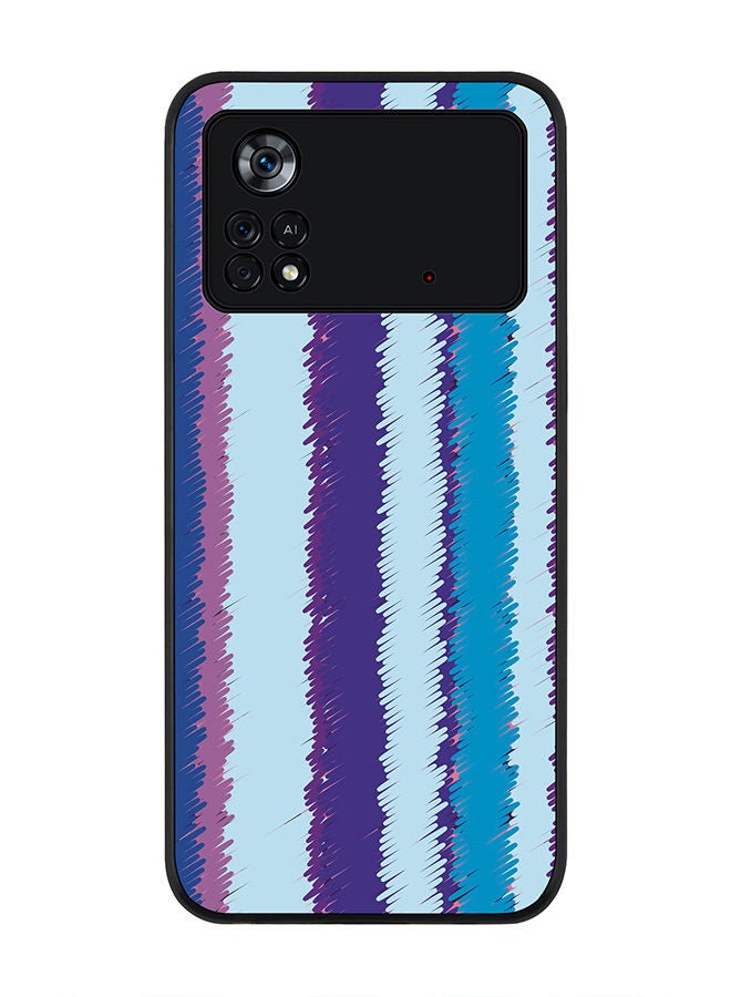 Stylizedd حافظة سوداء متينة لهاتف Poco M4 Pro 4G، حافظة رفيعة، حواف مطاطية مرنة، مضادة للسقوط، غلاف TPU جل رقيق - خطوط بنفسجية - Image 1