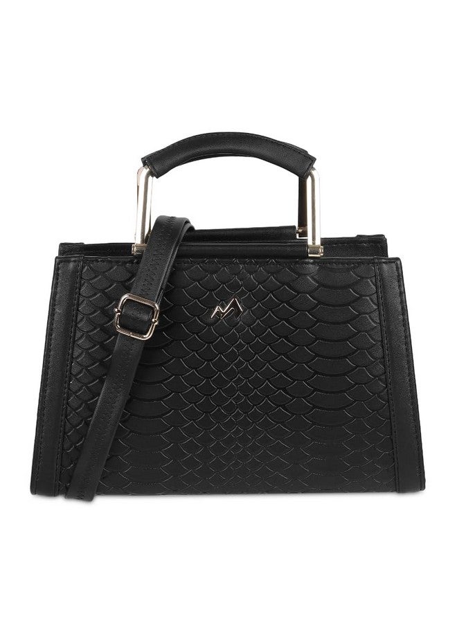Metro Women Black Textured Top-Handle Bag (230-37) - Image 1
