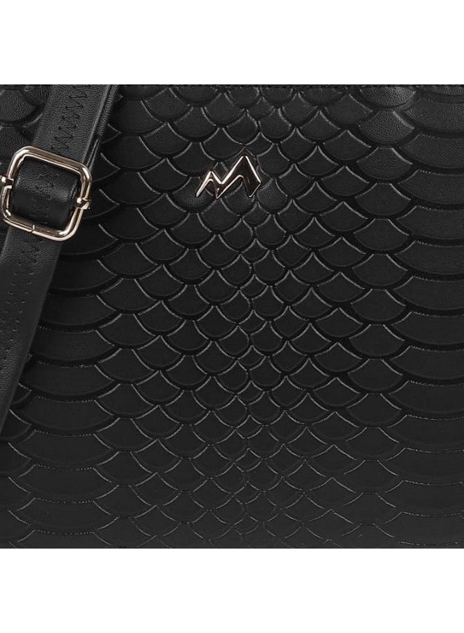 Metro Women Black Textured Top-Handle Bag (230-37) - Image 5