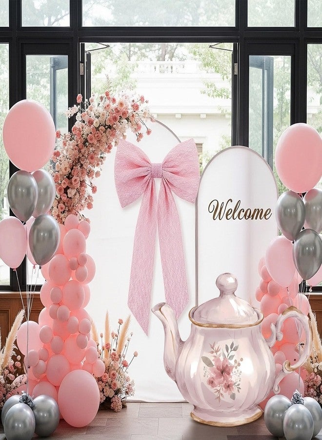 Colingmill Tea Party Cardboard Cutout 35.43 x 24.61 Inch Pink Teapot Backdrop for Lets Par-Tea Party Tea Garden Birthday Baby Shower Decoration - Image 5