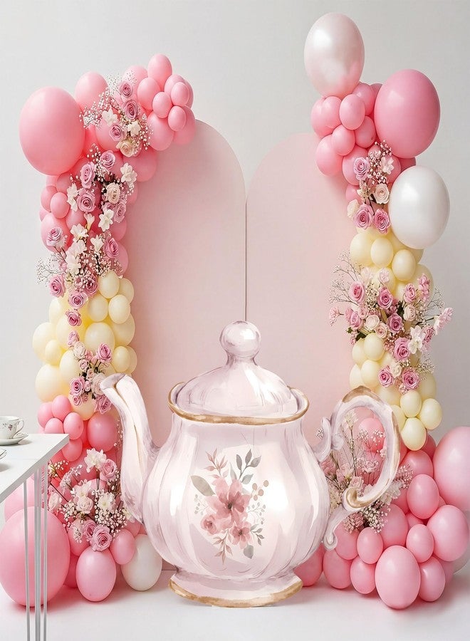 Colingmill Tea Party Cardboard Cutout 35.43 x 24.61 Inch Pink Teapot Backdrop for Lets Par-Tea Party Tea Garden Birthday Baby Shower Decoration - Image 1