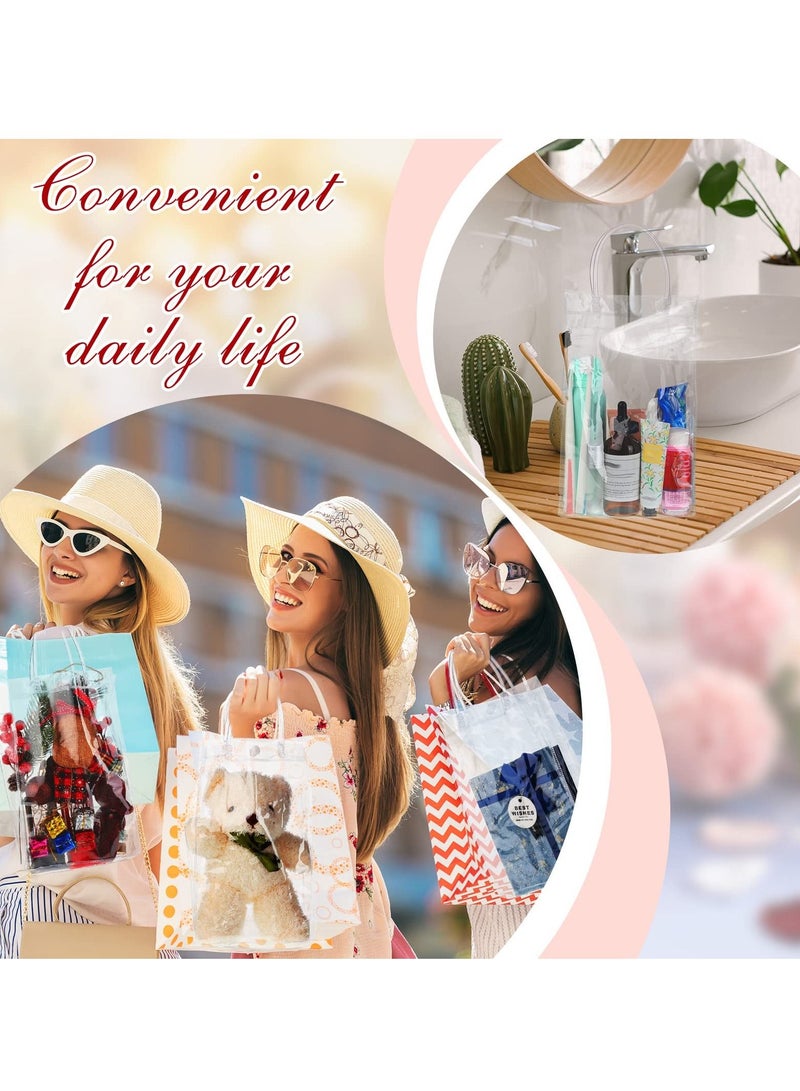 Excefore Clear PVC Gift Bags Reusable Transparent Shopping Bag Gift Wrap Tote with Handles for Wedding Flowers Birthday Day Party Bags 25 x 18 x 7cm(10Pcs) - Image 5