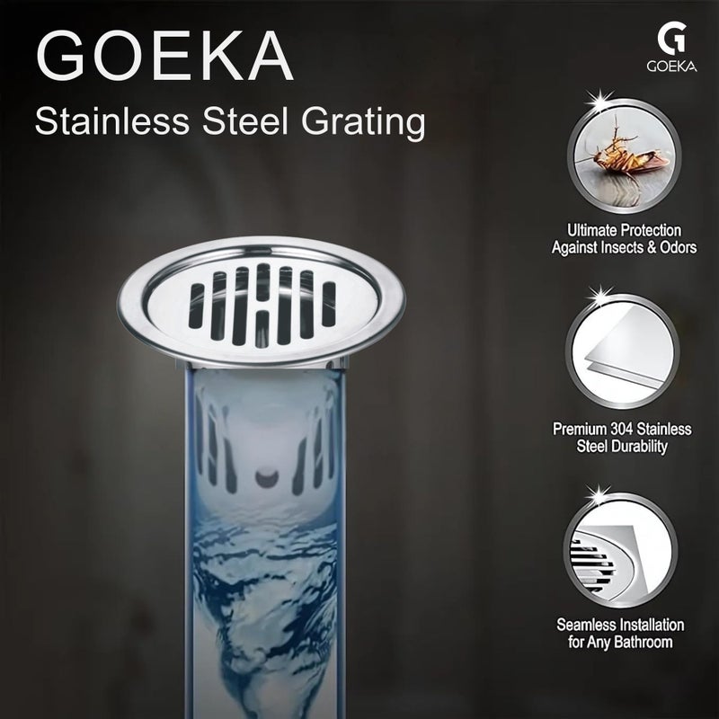 GOEKA Round Classic Cockroach Trap (5 INCH) Floor Drain Jali 304 Grade Stainless Steel Kitchen Floor Trap Anti Cockroach & Insects Long Lasting for Bathroom - Image 3