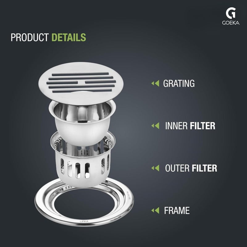 GOEKA Round Classic Cockroach Trap (5 INCH) Floor Drain Jali 304 Grade Stainless Steel Kitchen Floor Trap Anti Cockroach & Insects Long Lasting for Bathroom - Image 4