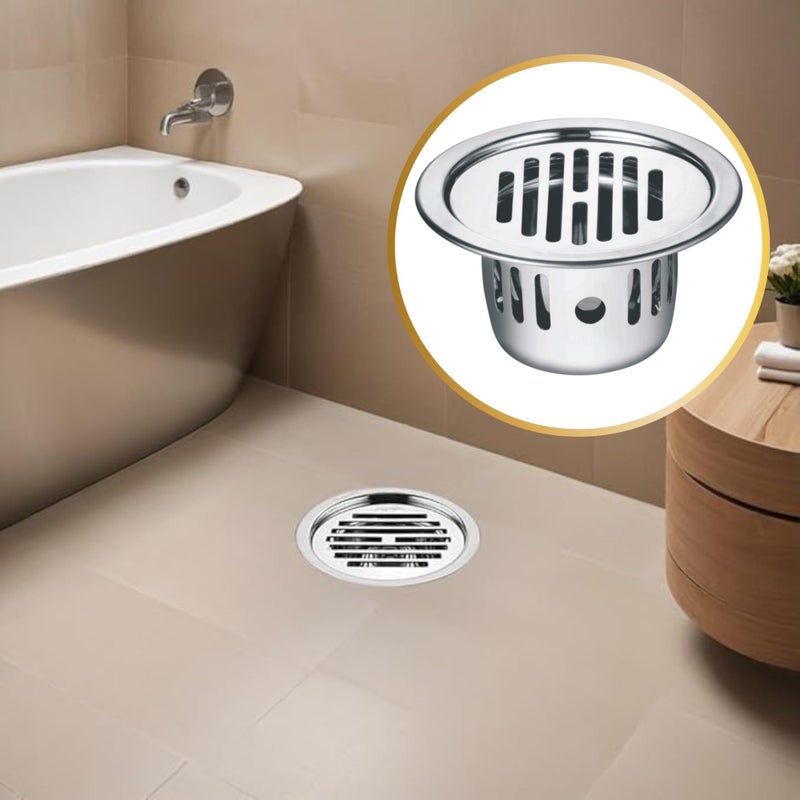 GOEKA Round Classic Cockroach Trap (5 INCH) Floor Drain Jali 304 Grade Stainless Steel Kitchen Floor Trap Anti Cockroach & Insects Long Lasting for Bathroom - Image 1