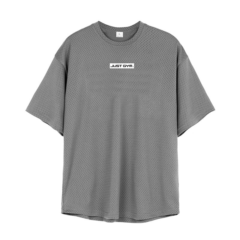 Summer mesh quick-drying fitness plus size short sleeve men's sports breathable sweat-absorbent T-shirt loose casual half sleeve - Image 1